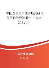 中國漢堡生產線市場調研與前景趨勢預測報告（2025-2031年）