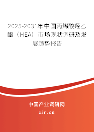 2025-2031年中國丙烯酸羥乙酯（HEA）市場現(xiàn)狀調(diào)研及發(fā)展趨勢報告