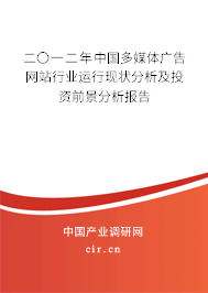 二〇一二年中國多媒體廣告網(wǎng)站行業(yè)運行現(xiàn)狀分析及投資前景分析報告