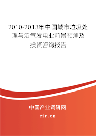 2010-2013年中國城市垃圾處理與沼氣發(fā)電業(yè)前景預(yù)測及投資咨詢報告