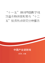“十一五”期間中國數(shù)字機頂盒市場供需形勢與“十二五”投資熱點研究分析報告