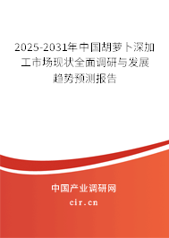 2025-2031年中國胡蘿卜深加工市場現(xiàn)狀全面調研與發(fā)展趨勢預測報告