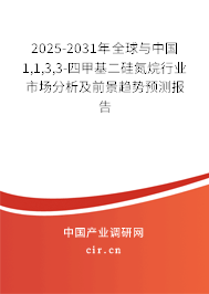 2025-2031年全球與中國1,1,3,3-四甲基二硅氮烷行業(yè)市場分析及前景趨勢預(yù)測報告 2025-2031年全球與中國1,1,3,3-四甲基二硅氮烷行業(yè)市場分析及前景趨勢預(yù)測報告