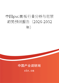 中國pvc面板行業(yè)分析與前景趨勢預(yù)測報告（2026-2032年）