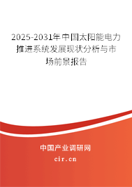 2025-2031年中國(guó)太陽(yáng)能電力推進(jìn)系統(tǒng)發(fā)展現(xiàn)狀分析與市場(chǎng)前景報(bào)告
