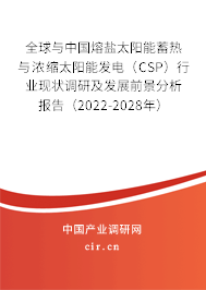 全球與中國(guó)熔鹽太陽能蓄熱與濃縮太陽能發(fā)電（CSP）行業(yè)現(xiàn)狀調(diào)研及發(fā)展前景分析報(bào)告（2022-2028年）