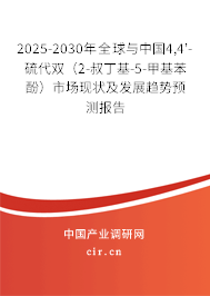 2025-2030年全球與中國4,4'-硫代雙(2-叔丁基-5-甲基苯酚)市場現(xiàn)狀及發(fā)展趨勢預(yù)測報告 2025-2030年全球與中國4,4'-硫代雙(2-叔丁基-5-甲基苯酚)市場現(xiàn)狀及發(fā)展趨勢預(yù)測報告