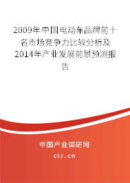 2009年中國電動車品牌前十名市場競爭力比較分析及2014年產(chǎn)業(yè)發(fā)展前景預(yù)測報(bào)告 2009年中國電動車品牌前十名市場競爭力比較分析及2014年產(chǎn)業(yè)發(fā)展前景預(yù)測報(bào)告