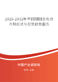 2026-2032年中國鋰固態(tài)電池市場現(xiàn)狀與前景趨勢報告 2026-2032年中國鋰固態(tài)電池市場現(xiàn)狀與前景趨勢報告