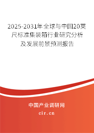 2025-2031年全球與中國20英尺標(biāo)準(zhǔn)集裝箱行業(yè)研究分析及發(fā)展前景預(yù)測報告