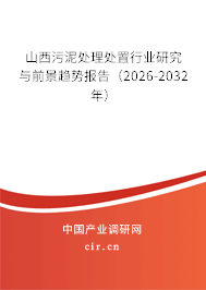 山西污泥處理處置行業(yè)研究與前景趨勢(shì)報(bào)告（2026-2032年）