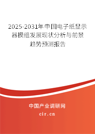 2025-2031年中國(guó)電子紙顯示器模組發(fā)展現(xiàn)狀分析與前景趨勢(shì)預(yù)測(cè)報(bào)告