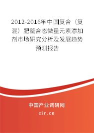 2012-2016年中國(guó)復(fù)合(復(fù)混)肥螯合態(tài)微量元素添加劑市場(chǎng)研究分析及發(fā)展趨勢(shì)預(yù)測(cè)報(bào)告 2012-2016年中國(guó)復(fù)合(復(fù)混)肥螯合態(tài)微量元素添加劑市場(chǎng)研究分析及發(fā)展趨勢(shì)預(yù)測(cè)報(bào)告