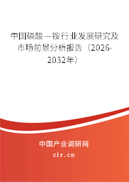 中國磷酸—銨行業(yè)發(fā)展研究及市場前景分析報(bào)告(2026-2032年) 中國磷酸—銨行業(yè)發(fā)展研究及市場前景分析報(bào)告(2026-2032年)