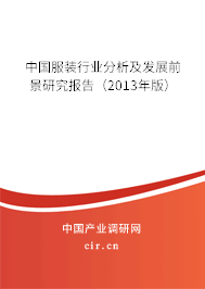中國服裝行業(yè)分析及發(fā)展前景研究報告(2013年版) 中國服裝行業(yè)分析及發(fā)展前景研究報告(2013年版)