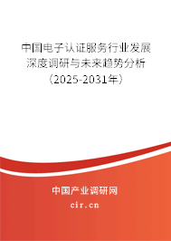 中國電子認(rèn)證服務(wù)行業(yè)發(fā)展深度調(diào)研與未來趨勢分析（2025-2031年）