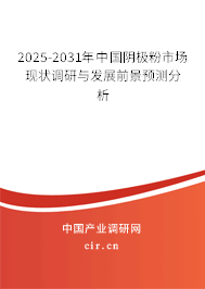 2025-2031年中國陰極粉市場現(xiàn)狀調(diào)研與發(fā)展前景預(yù)測分析 2025-2031年中國陰極粉市場現(xiàn)狀調(diào)研與發(fā)展前景預(yù)測分析