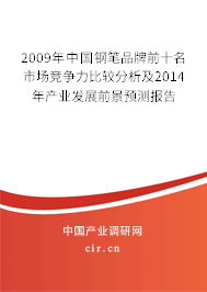 2009年中國鋼筆品牌前十名市場競爭力比較分析及2014年產(chǎn)業(yè)發(fā)展前景預(yù)測報告