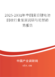 2025-2031年中國廢舊鋰電池回收行業(yè)發(fā)展調(diào)研與前景趨勢報告