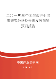 二〇一三年中國濕巾行業(yè)深度研究分析及未來發(fā)展前景預(yù)測(cè)報(bào)告 二〇一三年中國濕巾行業(yè)深度研究分析及未來發(fā)展前景預(yù)測(cè)報(bào)告