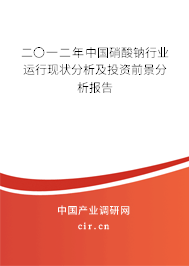 二〇一二年中國硝酸鈉行業(yè)運(yùn)行現(xiàn)狀分析及投資前景分析報(bào)告 二〇一二年中國硝酸鈉行業(yè)運(yùn)行現(xiàn)狀分析及投資前景分析報(bào)告