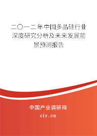 二〇一二年中國(guó)多晶硅行業(yè)深度研究分析及未來(lái)發(fā)展前景預(yù)測(cè)報(bào)告