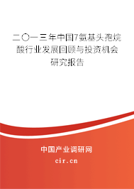 二〇一三年中國7氨基頭孢烷酸行業(yè)發(fā)展回顧與投資機(jī)會研究報(bào)告 二〇一三年中國7氨基頭孢烷酸行業(yè)發(fā)展回顧與投資機(jī)會研究報(bào)告