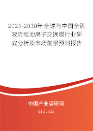 2025-2030年全球與中國全釩液流電池離子交換膜行業(yè)研究分析及市場前景預(yù)測報告