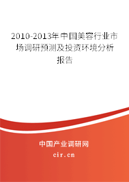 2010-2013年中國美容行業(yè)市場調研預測及投資環(huán)境分析報告