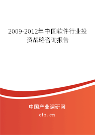 2009-2012年中國軟件行業(yè)投資戰(zhàn)略咨詢報告