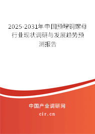 2025-2031年中國預(yù)埋銅螺母行業(yè)現(xiàn)狀調(diào)研與發(fā)展趨勢預(yù)測報告