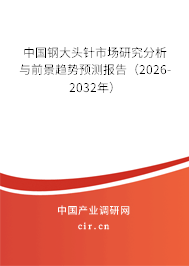 中國鋼大頭針市場研究分析與前景趨勢預(yù)測報告（2026-2032年）