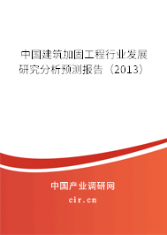 中國建筑加固工程行業(yè)發(fā)展研究分析預測報告（2013）