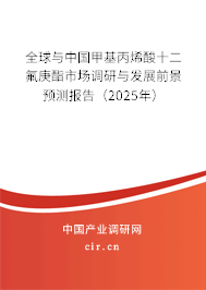 全球與中國甲基丙烯酸十二氟庚酯市場調(diào)研與發(fā)展前景預(yù)測報告(2025年) 全球與中國甲基丙烯酸十二氟庚酯市場調(diào)研與發(fā)展前景預(yù)測報告(2025年)