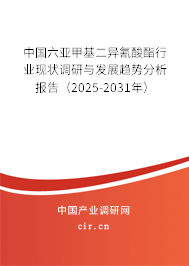 中國六亞甲基二異氰酸酯行業(yè)現(xiàn)狀調(diào)研與發(fā)展趨勢分析報告（2025-2031年）