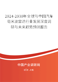 2024-2030年全球與中國汽車毫米波雷達行業(yè)發(fā)展深度調(diào)研與未來趨勢預測報告 2024-2030年全球與中國汽車毫米波雷達行業(yè)發(fā)展深度調(diào)研與未來趨勢預測報告