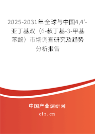 2025-2031年全球與中國(guó)4,4'-亞丁基雙（6-叔丁基-3-甲基苯酚）市場(chǎng)調(diào)查研究及趨勢(shì)分析報(bào)告
