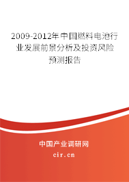 2009-2012年中國燃料電池行業(yè)發(fā)展前景分析及投資風(fēng)險預(yù)測報告