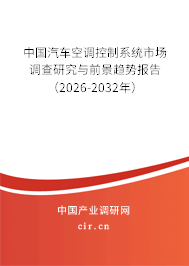 中國汽車空調(diào)控制系統(tǒng)市場調(diào)查研究與前景趨勢報(bào)告（2025-2031年）