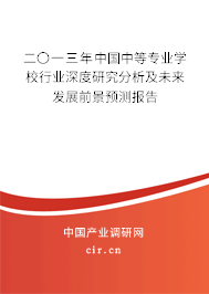 二〇一三年中國中等專業(yè)學校行業(yè)深度研究分析及未來發(fā)展前景預測報告 二〇一三年中國中等專業(yè)學校行業(yè)深度研究分析及未來發(fā)展前景預測報告