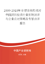2009-2010年全球金融危機(jī)對(duì)中國(guó)風(fēng)險(xiǎn)投資行業(yè)影響測(cè)評(píng)與企業(yè)應(yīng)對(duì)策略及專家點(diǎn)評(píng)報(bào)告