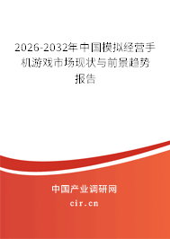 2026-2032年中國模擬經(jīng)營手機(jī)游戲市場現(xiàn)狀與前景趨勢報告