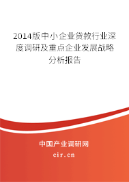 2014版中小企業(yè)貸款行業(yè)深度調(diào)研及重點企業(yè)發(fā)展戰(zhàn)略分析報告