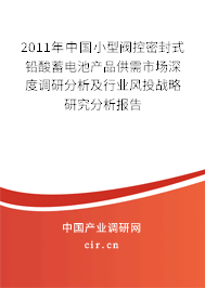 2011年中國小型閥控密封式鉛酸蓄電池產品供需市場深度調研分析及行業(yè)風投戰(zhàn)略研究分析報告