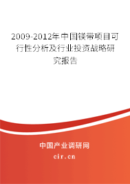 2009-2012年中國鎂帶項目可行性分析及行業(yè)投資戰(zhàn)略研究報告