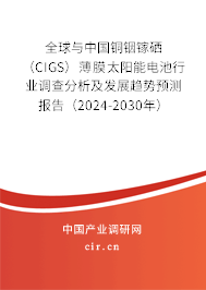 全球與中國(guó)銅銦鎵硒（CIGS）薄膜太陽(yáng)能電池行業(yè)調(diào)查分析及發(fā)展趨勢(shì)預(yù)測(cè)報(bào)告（2024-2030年）