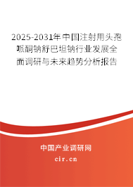 2025-2031年中國注射用頭孢哌酮鈉舒巴坦鈉行業(yè)發(fā)展全面調(diào)研與未來趨勢分析報(bào)告