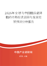 2026年全球與中國(guó)糖尿病降糖藥市場(chǎng)現(xiàn)狀調(diào)研與發(fā)展前景預(yù)測(cè)分析報(bào)告