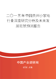 二〇一三年中國貴州小家電行業(yè)深度研究分析及未來發(fā)展前景預(yù)測(cè)報(bào)告 二〇一三年中國貴州小家電行業(yè)深度研究分析及未來發(fā)展前景預(yù)測(cè)報(bào)告