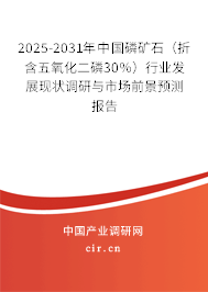 2025-2031年中國(guó)磷礦石（折含五氧化二磷30％）行業(yè)發(fā)展現(xiàn)狀調(diào)研與市場(chǎng)前景預(yù)測(cè)報(bào)告